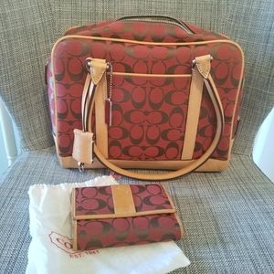 Rare Coach Signature Red Satchel with Wallet